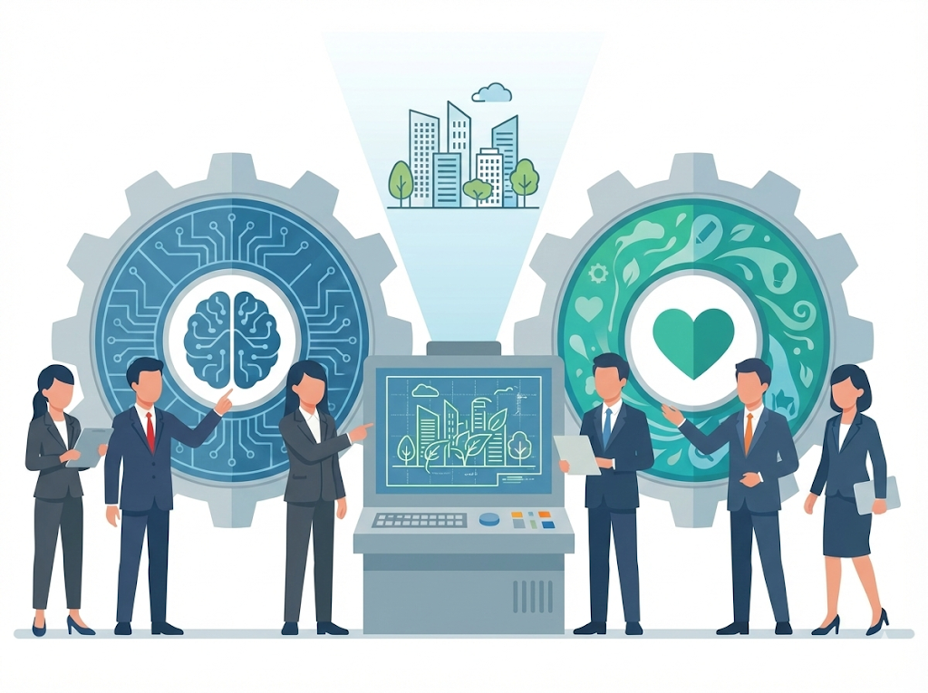 DXによる効率化と顧客満足を表現したイラスト